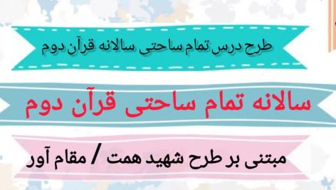 طرح درس تمام ساحتی سالانه قرآن دوم ابتدایی