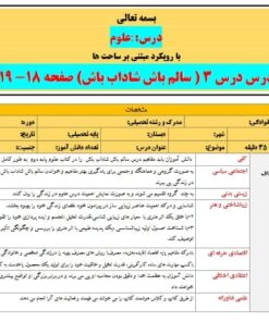 طرح درس تمام ساحتی سالم باش شاداب باش علوم ششم
