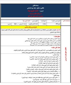 طرح درس ساحتی اندازه گیری مواد علوم سوم ابتدایی