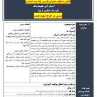 طرح درس شهید همت آسمان آبی.طبیعت پاک فارسی پایه سوم ابتدایی