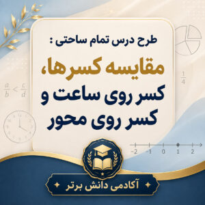 طرح درس تمام ساحتی مقایسه کسرها، ساعت و محور | ریاضی سوم