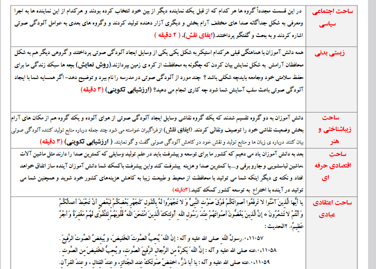 طرح درس تمام ساحتی ملی درس آواز گنجشک فارسی سوم