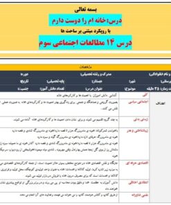 طرح درس تمام ساحتی ملی درس خانه ام را دوست دارم مطالعات اجتماعی سوم