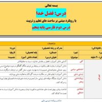 طرح درس تمام ساحتی ملی درس فضل خدا فارسی پنجم